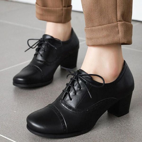 big sizes 43 square heels lace up retro british style ladies pumps women round toe spring brogue shoes female, Black
big sizes 43 square heels lace up retro british style ladies pumps women round toe spring brogue shoes female, Black