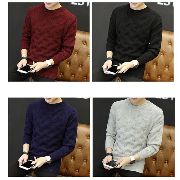 man thick knitted sweater fashion korean version long sleeve slim round neck sweaters designer autumn male pullover casual, White;black
man thick knitted sweater fashion korean version long sleeve slim round neck sweaters designer autumn male pullover casual, White;black