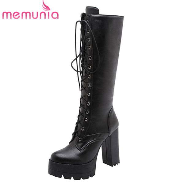 memunia 2020 autumn winter high heel platform boots women lace up round toe party prom shoes woman knee high boots, Black
memunia 2020 autumn winter high heel platform boots women lace up round toe party prom shoes woman knee high boots, Black