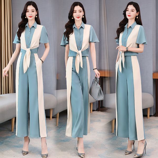 womer summer suits female wide leg pants sets two pieces fashion patchwork colors shirt 2 pieces short sleeve, Gray
womer summer suits female wide leg pants sets two pieces fashion patchwork colors shirt 2 pieces short sleeve, Gray