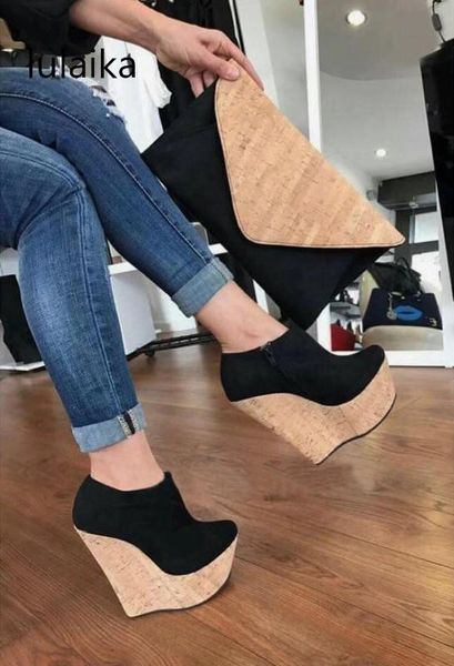 2020 spring autumn fashion flock round toe zip cork platform wedges heel mules woman pumps nightclub shoes 16 cm size 35-42, Black
2020 spring autumn fashion flock round toe zip cork platform wedges heel mules woman pumps nightclub shoes 16 cm size 35-42, Black