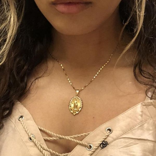 fashion religious style gold chain necklace vintage virgin mary pendant necklace for women short trendy, Silver
fashion religious style gold chain necklace vintage virgin mary pendant necklace for women short trendy, Silver