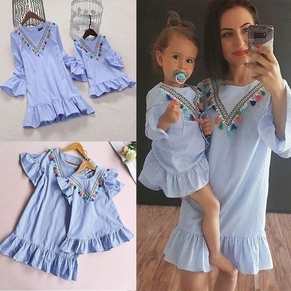 mother daughter dresses striped tassel mini dress family matching mother and daughter clothes long sleevees kids girls dress, Blue
mother daughter dresses striped tassel mini dress family matching mother and daughter clothes long sleevees kids girls dress, Blue