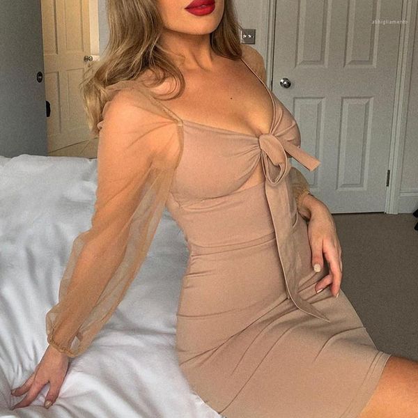 panelled sheer slim square neck bodycon dresses solid color ladies dresses women designer bow gauze puff sleeve, Black;gray
panelled sheer slim square neck bodycon dresses solid color ladies dresses women designer bow gauze puff sleeve, Black;gray