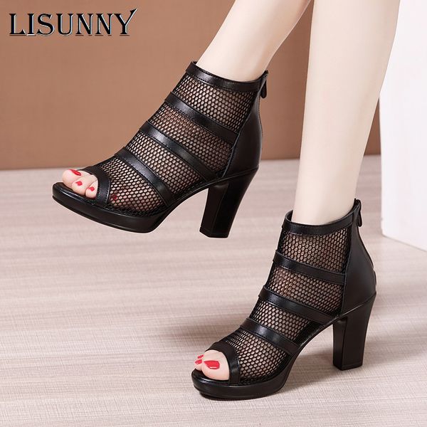 lisunny 2020 peep toe sandal boots mesh summer heels women's high heeled platform shoes hollow out square heel back zip black
lisunny 2020 peep toe sandal boots mesh summer heels women's high heeled platform shoes hollow out square heel back zip black