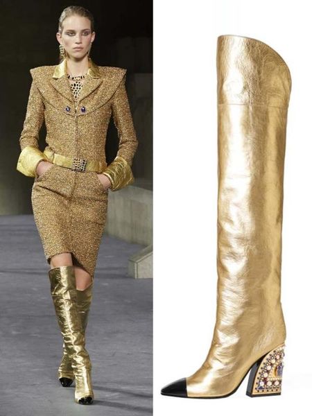 leather bota feminina over knee boots women retro women shoes gold ladies boots new brand botas mujer pearl crystal ladies shoes, Black
leather bota feminina over knee boots women retro women shoes gold ladies boots new brand botas mujer pearl crystal ladies shoes, Black