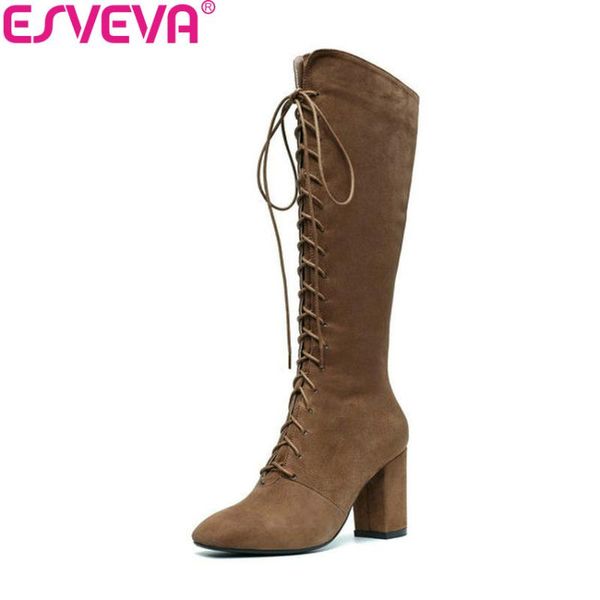 esveva 2020 women boots zipper winter shoes short plush knee-high boots square toe square high heels pu woman size 34-39, Black
esveva 2020 women boots zipper winter shoes short plush knee-high boots square toe square high heels pu woman size 34-39, Black
