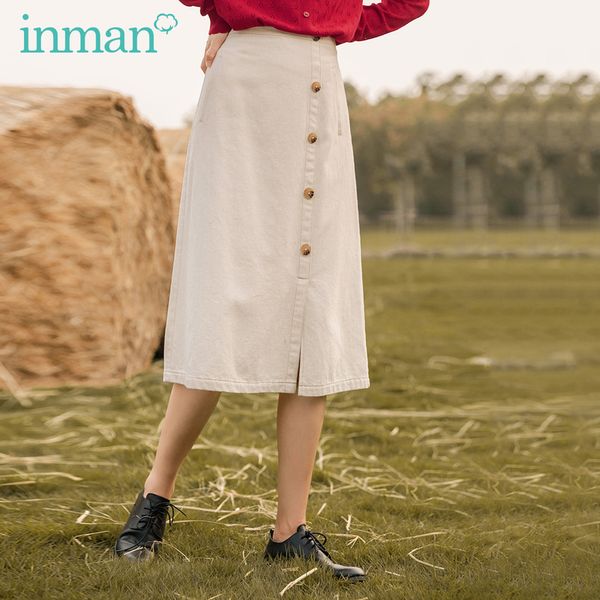 inman 2020 autumn new arrival concise style a-line skirt cotton double pocket button decoration skirt, Black
inman 2020 autumn new arrival concise style a-line skirt cotton double pocket button decoration skirt, Black