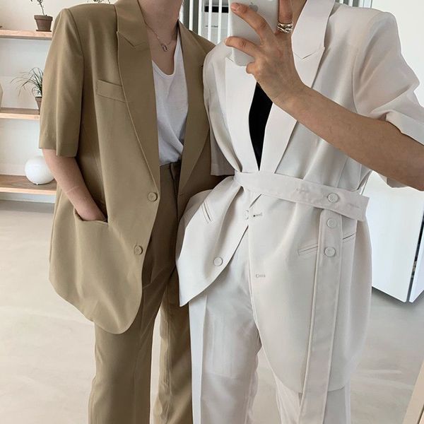 ladies office two piece set summer women short sleeve single breaste coat high waist wide leg long pants elegant 2 piece sets, White
ladies office two piece set summer women short sleeve single breaste coat high waist wide leg long pants elegant 2 piece sets, White