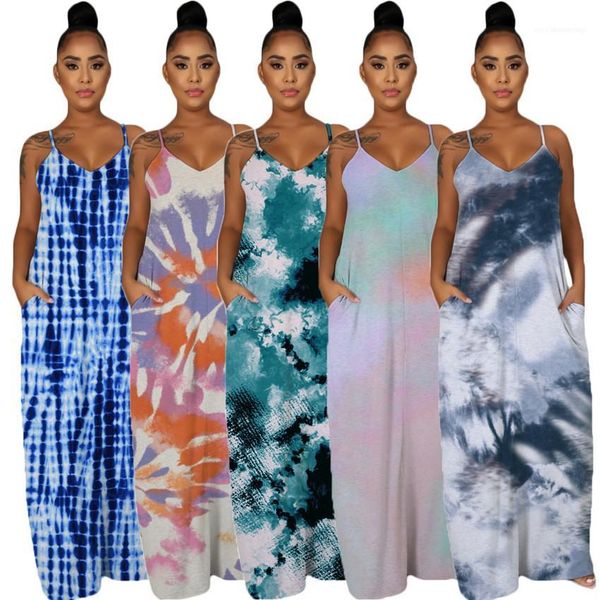 ladies casual dress fashion vestido tie dye womens dresses with pockets summer sleeveless spaghetti strap, Black;gray 
ladies casual dress fashion vestido tie dye womens dresses with pockets summer sleeveless spaghetti strap, Black;gray