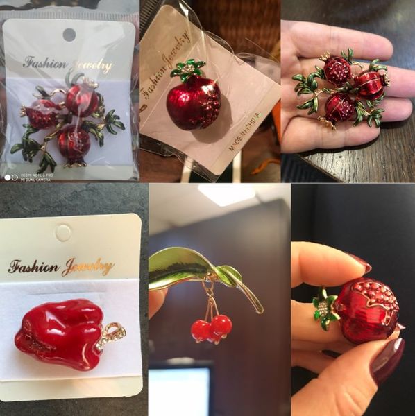 trendy enamel fruit shape red pomegranate brooch for women green leaf cherry brooches suit lapel pin clothing scarf badges, Gray
trendy enamel fruit shape red pomegranate brooch for women green leaf cherry brooches suit lapel pin clothing scarf badges, Gray