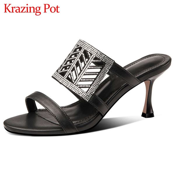 krazing pot new natural leather peep toe high heels rhinestone gorgeous mature lady daily wear fashion slip on sandals women l17, Black
krazing pot new natural leather peep toe high heels rhinestone gorgeous mature lady daily wear fashion slip on sandals women l17, Black