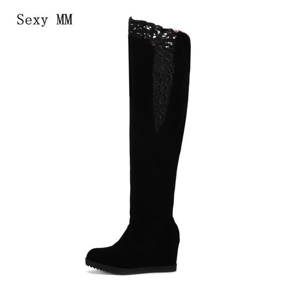 spring autumn women ove the knee boots height increasing high heel woman thigh high boots botas plus size 34-43 quality, Black 
spring autumn women ove the knee boots height increasing high heel woman thigh high boots botas plus size 34-43 quality, Black