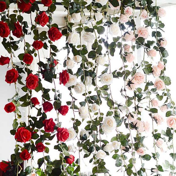 decorative flowers & wreaths 180cm real touch silk string artificial rose flower ivy vine with leaves for home hanging garland party wedding
decorative flowers & wreaths 180cm real touch silk string artificial rose flower ivy vine with leaves for home hanging garland party wedding