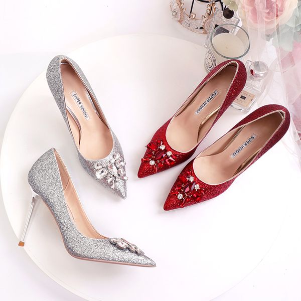 wed2020 for women decent sequined high-heeled bridesmaid thin heel crystal shoes wedding dress, Black
wed2020 for women decent sequined high-heeled bridesmaid thin heel crystal shoes wedding dress, Black