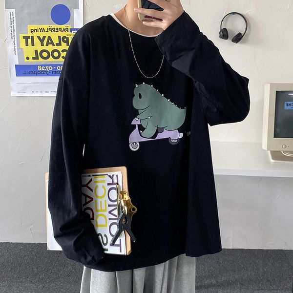 ins hong kong style mens round neck print long sleeve t-shirt korean spring loose pullover casual fashion thin couple's designer sweats, Black
ins hong kong style mens round neck print long sleeve t-shirt korean spring loose pullover casual fashion thin couple's designer sweats, Black