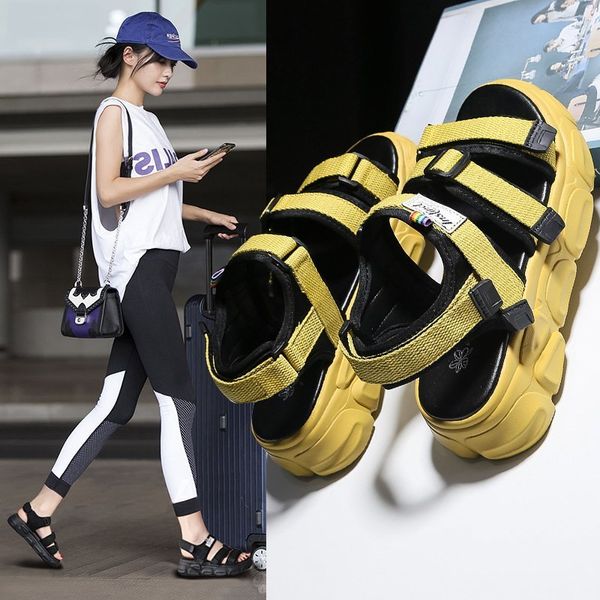 2020 summer new fashion wild fairy style sports roman sandals female muffin thick bottom increased sandals z1014, Black 
2020 summer new fashion wild fairy style sports roman sandals female muffin thick bottom increased sandals z1014, Black