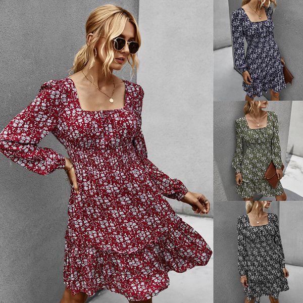 fashion floral print womens dresses casual square neck long sleeve dress loose brief desses ladies designer, Black;gray
fashion floral print womens dresses casual square neck long sleeve dress loose brief desses ladies designer, Black;gray