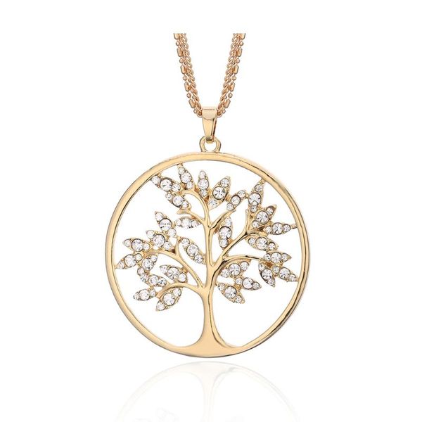 new design tree of life necklace for woman gold color long 3-layer composite chain big crystal pendant necklaces female jewelry, Silver
new design tree of life necklace for woman gold color long 3-layer composite chain big crystal pendant necklaces female jewelry, Silver