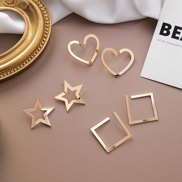 fashion simple metal exquisite geometric stud earrings stars love square trendy accessories jewelry gift for women girl, Golden;silver
fashion simple metal exquisite geometric stud earrings stars love square trendy accessories jewelry gift for women girl, Golden;silver
