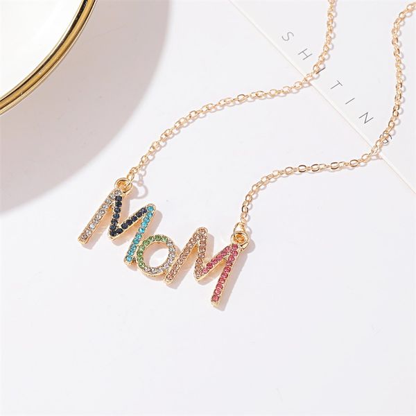 european and american new creative crystal mom letter necklace simple colorful crystals clavicle chain mother's day gift jewelry, Silver
european and american new creative crystal mom letter necklace simple colorful crystals clavicle chain mother's day gift jewelry, Silver
