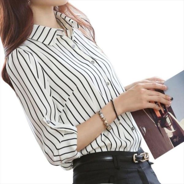 spring autumn women stripped casual office chiffon and blouses plus size long sleeve ol style women shirt, White
spring autumn women stripped casual office chiffon and blouses plus size long sleeve ol style women shirt, White