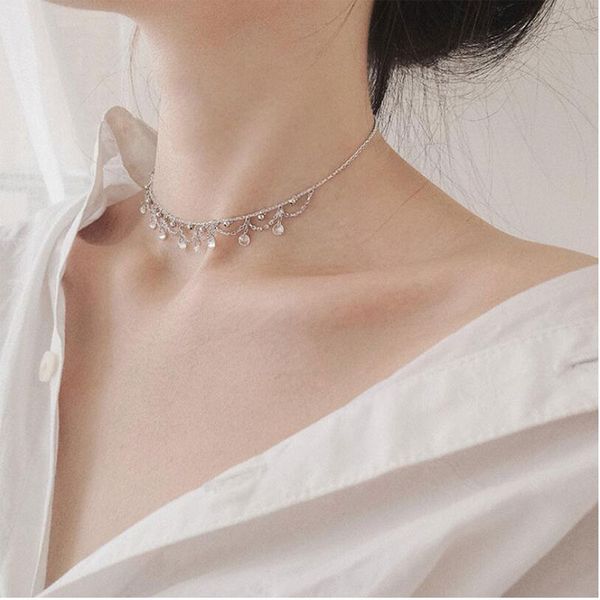 new design waterdrop zircon choker necklace for women clavicle chain necklace jewelry gifts s-n245, Silver
new design waterdrop zircon choker necklace for women clavicle chain necklace jewelry gifts s-n245, Silver