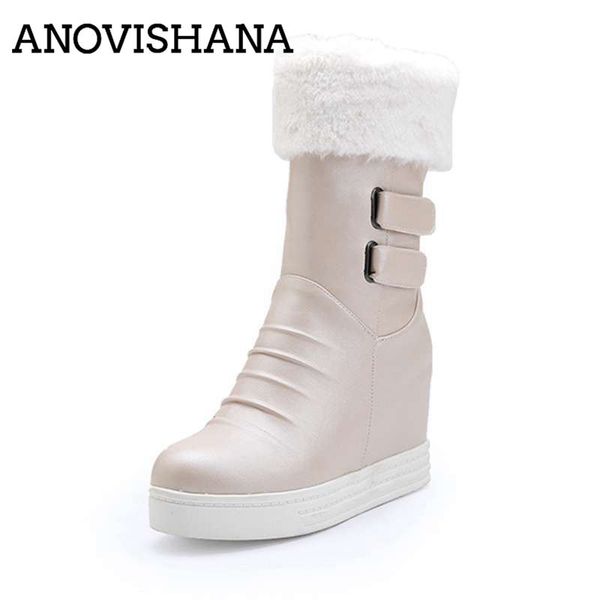 anovishana woman platform winter boots fur ankle booties warm plush waterproof booties height increasing round toe wedge shoes, Black
anovishana woman platform winter boots fur ankle booties warm plush waterproof booties height increasing round toe wedge shoes, Black