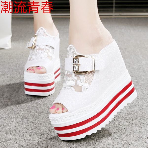 summer fashion muffin wedges slides ladies platform sandals femme slippers open toe high heel 13cm pantuflas women slippers, Black
summer fashion muffin wedges slides ladies platform sandals femme slippers open toe high heel 13cm pantuflas women slippers, Black
