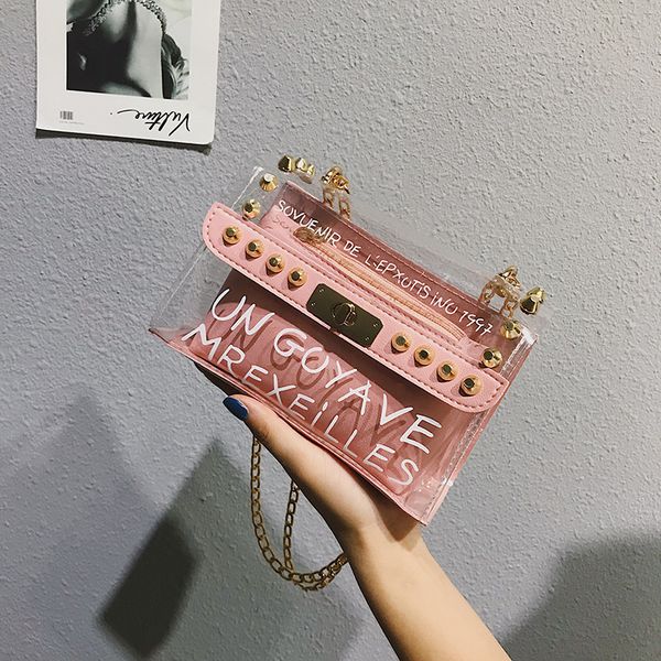 2020 women transparent bag pvc jelly bag messenger bags female rivet shoulder bags fashion handbags womens' pouch
2020 women transparent bag pvc jelly bag messenger bags female rivet shoulder bags fashion handbags womens' pouch