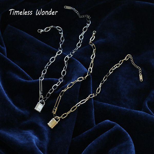 chokers timeless wonder titanium lock choker necklace women stainless steel jewelry gothic boho ins party bf japan gift trendy 3644, Golden;silver
chokers timeless wonder titanium lock choker necklace women stainless steel jewelry gothic boho ins party bf japan gift trendy 3644, Golden;silver