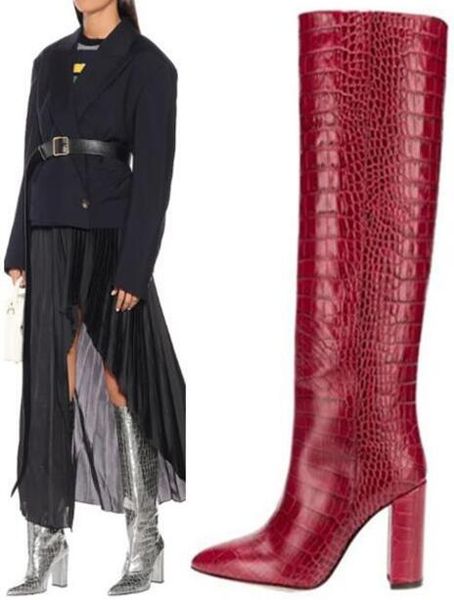winter new woman crocodile print python square heels pointed toe slip on knee high long boots knight boots yellow red black
winter new woman crocodile print python square heels pointed toe slip on knee high long boots knight boots yellow red black