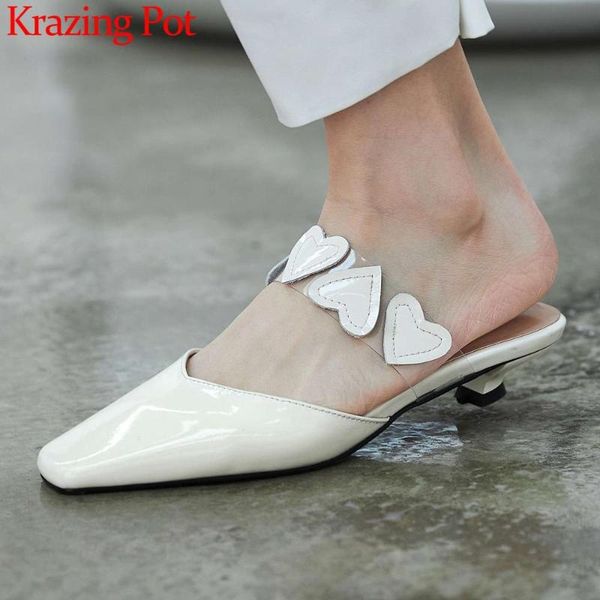 krazing pot new natural leather square toe low heels slip on mules love decorations french romantic high fashion shoes women l62, Black
krazing pot new natural leather square toe low heels slip on mules love decorations french romantic high fashion shoes women l62, Black