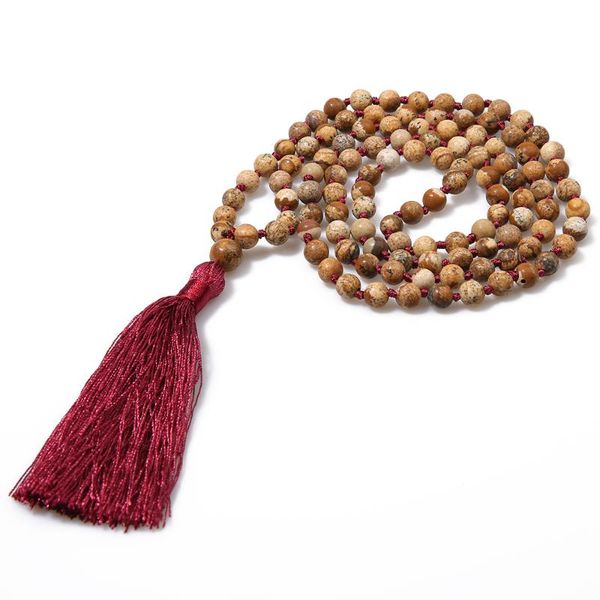 showboho 108 mala knotted handmade beaded tassel pendant necklace meditation yoga prayer, Silver
showboho 108 mala knotted handmade beaded tassel pendant necklace meditation yoga prayer, Silver