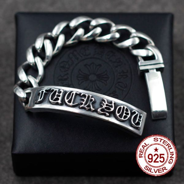 s925 sterling silver bracelet personalized retro classic punk style unique letters hip-hop fashion to send lover's gift, Black
s925 sterling silver bracelet personalized retro classic punk style unique letters hip-hop fashion to send lover's gift, Black