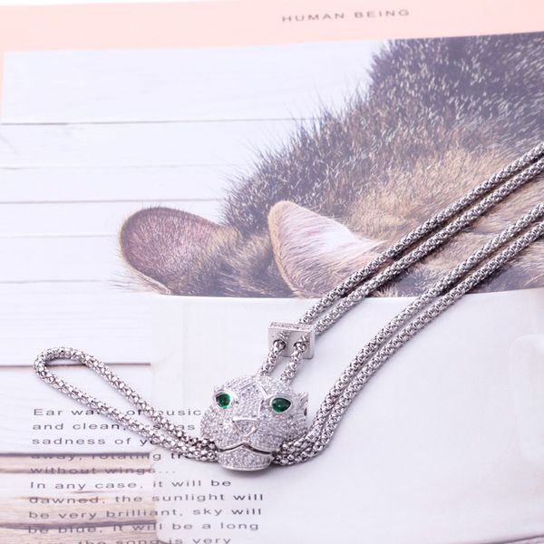 chains personality fashion copper zircon full female sweater chain leopard head collar bone jewelry, Silver
chains personality fashion copper zircon full female sweater chain leopard head collar bone jewelry, Silver