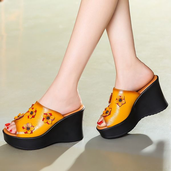 alishinrey 2020 summer women shoes platform slipper genuine leather handmade flower wedges comfotable sandals women slides, Black
alishinrey 2020 summer women shoes platform slipper genuine leather handmade flower wedges comfotable sandals women slides, Black