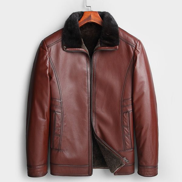 winter genuine leather jacket men 100% cow leather coat sheep fur lining collar shearling jackets kl16876, Black
winter genuine leather jacket men 100% cow leather coat sheep fur lining collar shearling jackets kl16876, Black