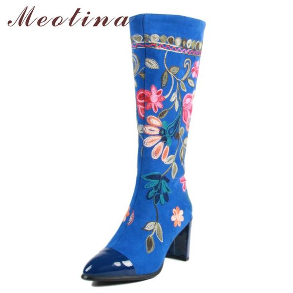 meotina winter knee high boots женщина естественная натуральная кожа блок высокий каблук длинных сапоги вышивают цветок молния обувь дама кр, Black
meotina winter knee high boots женщина естественная натуральная кожа блок высокий каблук длинных сапоги вышивают цветок молния обувь дама кр, Black