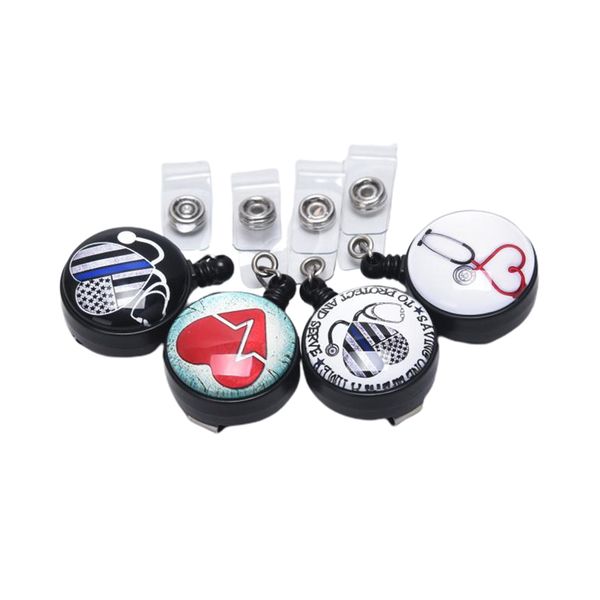 retractable pull badge reel id lanyard name tag card badge holder key ring chain clips heart doctors key ring, Silver
retractable pull badge reel id lanyard name tag card badge holder key ring chain clips heart doctors key ring, Silver
