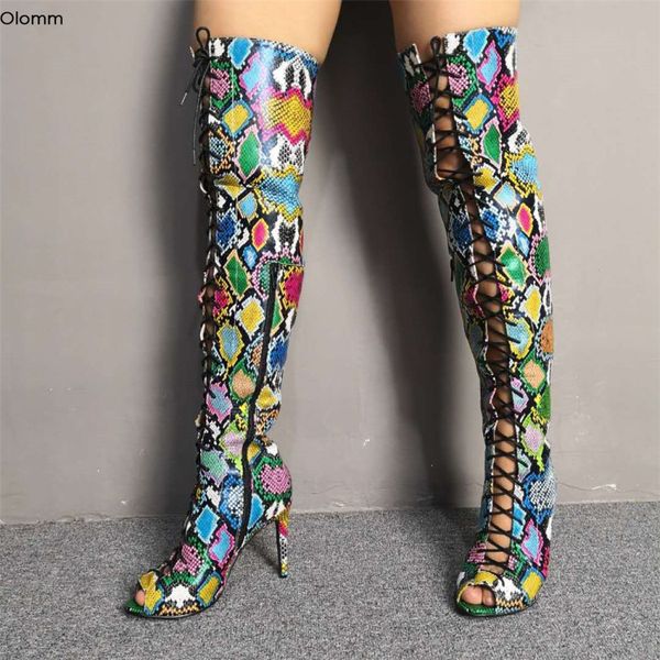 olomm новых женщин лета над коленом boots stiletto высокие каблуки сапоги peep toe великолепная snake ночной клуб обувь женщины сша размер 5, Black
olomm новых женщин лета над коленом boots stiletto высокие каблуки сапоги peep toe великолепная snake ночной клуб обувь женщины сша размер 5, Black