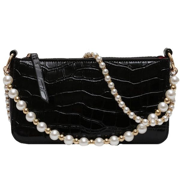ladies shoulder bag crocodile pattern fashion female handbag pearl decoration young women black bag small light
ladies shoulder bag crocodile pattern fashion female handbag pearl decoration young women black bag small light
