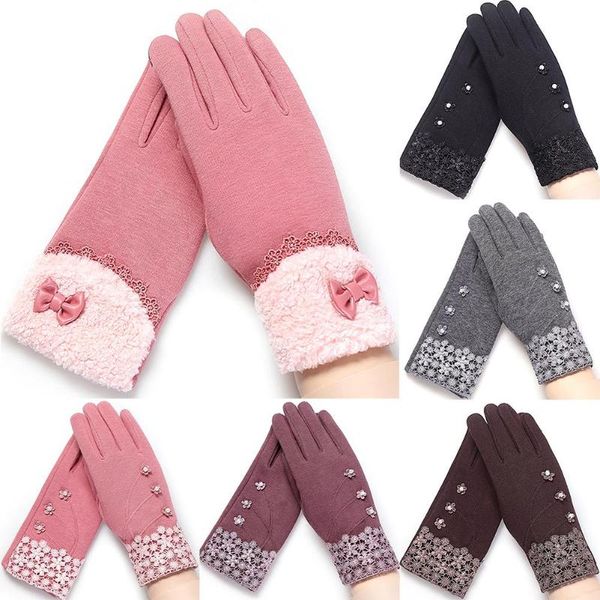 five fingers gloves fashion women winter floral bowknot touch screen warm outdoor cycling, Blue;gray
five fingers gloves fashion women winter floral bowknot touch screen warm outdoor cycling, Blue;gray