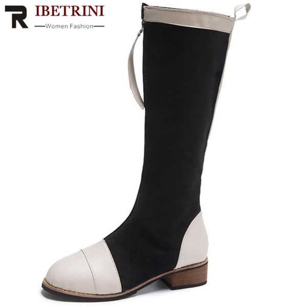 boots ribetrini retro women round toe brand winter shoes mixed color zipper mid calf fashion, Black
boots ribetrini retro women round toe brand winter shoes mixed color zipper mid calf fashion, Black