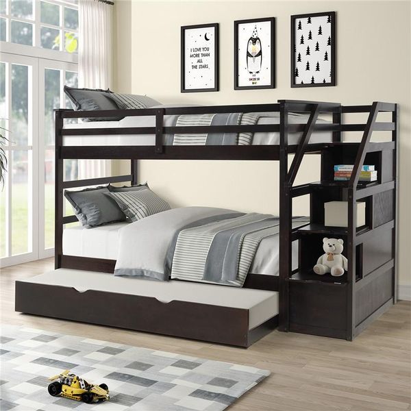 us stock, espresso color, twin-over-twin bunk bed with twin size trundle and 3 storage drwers fast shipping lp000064aap
us stock, espresso color, twin-over-twin bunk bed with twin size trundle and 3 storage drwers fast shipping lp000064aap