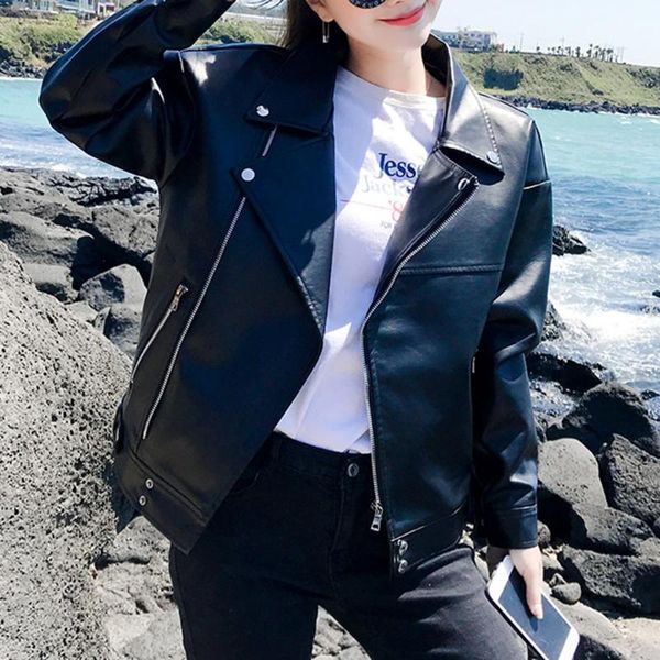 punk pu faux leather jacket women casual fashion gothic autumn winter motorcycle oversize jackets 2xl korean outwear coat, Black
punk pu faux leather jacket women casual fashion gothic autumn winter motorcycle oversize jackets 2xl korean outwear coat, Black