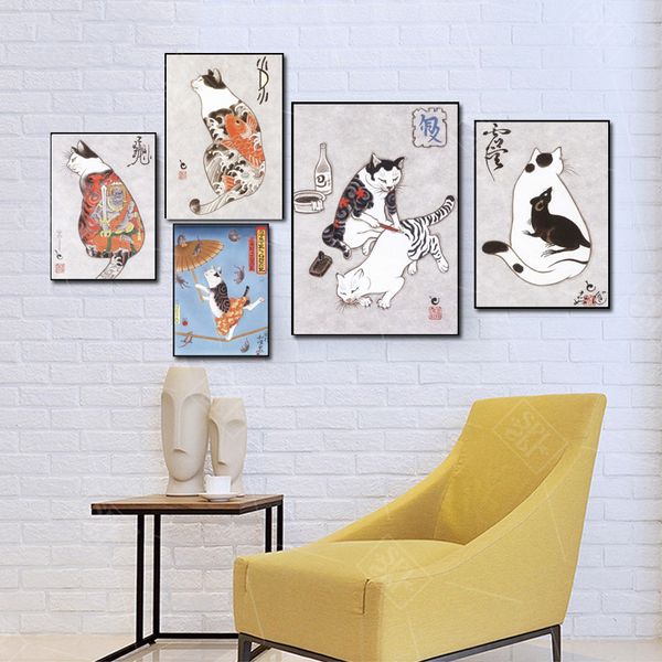 japanese samurai cat poster cute cartoon tattoo cat canvas painting fashion a4 art wall picture for living room home decoration
japanese samurai cat poster cute cartoon tattoo cat canvas painting fashion a4 art wall picture for living room home decoration