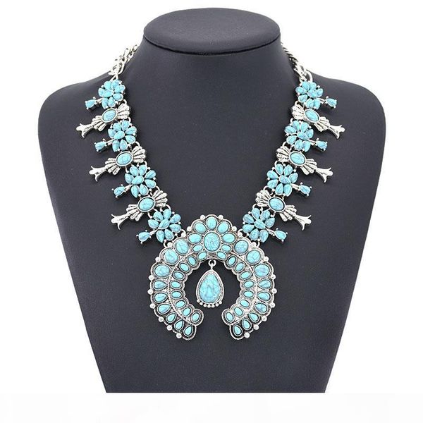 europe and the united states fashion bohemian wind turquoise flowers pendant alloy necklace yiwu factory direct, Silver
europe and the united states fashion bohemian wind turquoise flowers pendant alloy necklace yiwu factory direct, Silver