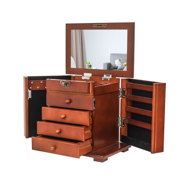 handmade wooden jewelry box 4 drawers 5 layers household jewelry storage cabinet display cabinet brown, Black;white
handmade wooden jewelry box 4 drawers 5 layers household jewelry storage cabinet display cabinet brown, Black;white