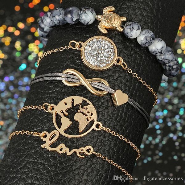 Map Bracelet Love Bow Turtle Beaded Leather Rope Bracelet Women's Charm Bracelets 1 Set = 5 Pieces
Map Bracelet Love Bow Turtle Beaded Leather Rope Bracelet Women's Charm Bracelets 1 Set = 5 Pieces